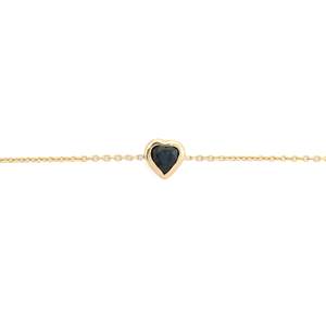 14K <b>Gold</b> Deep Blue Sapphire Heart Chain Bracelet-Fine <b>Bangle</b> - Product Image 2