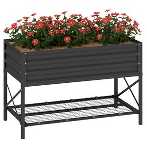 Jardinera Elevada de Acero Galvanizado de 40 x 20 x 10 Pulgadas, Capacidad de 440 Libras, Color Gris, con Revestimiento, Macetas Metálicas de 2 Litros para Jardines - Product Image 1
