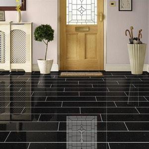 Carreaux et dalles en marbre de granit noir naturel poli pour la cuisine moderne, la salle de bain, le salon, les sols - Product Image 2