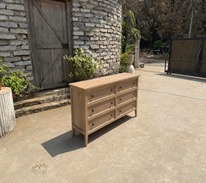 Ensemble de chambre à coucher style campagne française, table à manger rustique en bois massif, chêne du Vietnam, noyer, aulne, acacia, pin, rotin - Product Image 6