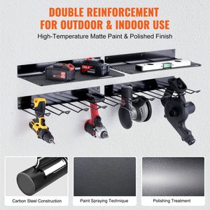 Organizzatore per utensili elettrici a 2 strati a 4 Slot da 2 pezzi da parete per ripiano in metallo resistente per trapano senza fili stazione di ricarica per batteria - Product Image 3
