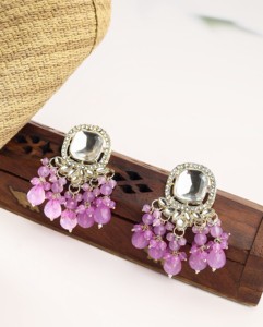 Pendientes de lujo con cuentas de lavanda pastel, hechos a mano, de aleación de zinc chapada en oro, joyería étnica para mujer, venta al por mayor - Product Image 6