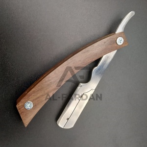 Navaja de afeitar de barbero con mango de madera 100% natural, cuchilla recta intercambiable de un solo filo, tipo Shavette turco - Product Image 3