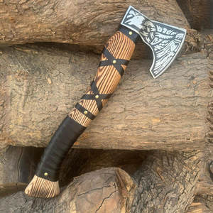 Hacha Vikinga Nórdica Hecha a Mano con Mango de Madera, Herramienta para Acampar, Cortar Leña y Decoración - Product Image 6