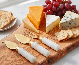 Épandeur et coupe-fromage en acier inoxydable avec tête dorée et manche en marbre, parfait pour les mariages, les fêtes et l'utilisation en cuisine - Product Image 6