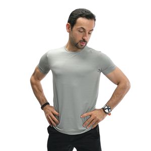 Camiseta de Algodón Gris para Hombre, Manga Corta, Corte Ajustado, Cuello Redondo, Informal, con Logotipo Personalizado, Fabricante OEM, Ropa Deportiva - Product Image 1