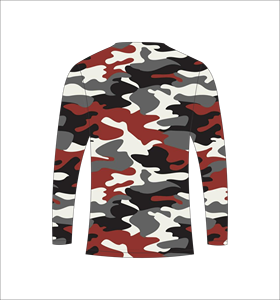 T-shirt de sport respirant à manches longues camouflage rouge et gris pour l'entraînement et le fitness - Product Image 6