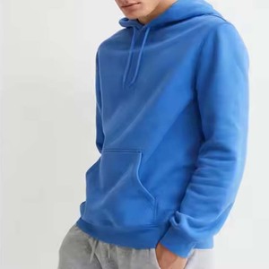 Sweat-shirt à capuche bleu pour homme, coupe classique, couleur unie, décontracté, 100% coton, molleton français, pull à capuche pour homme et femme - Product Image 4