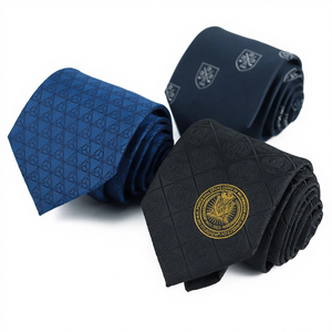 Corbata de poliéster Jacquard Logotipo personalizado Negocios de lujo Formal Beige Color rojo Moda tejida Empresa Raya Hombres Corbata - Product Image 2