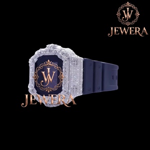 Hot Sale Luxury Moissanite Diamond Black <b>Rubber</b> Strap <b>Watch</b> for Daily Wear Parties and Street Fashion Available for Sale - Product Image 2