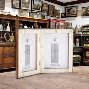 Cadre photo 5x7 en bois rustique, pliable à charnières, double affichage, rotatif, verre haute définition, pour table - Product Image 6