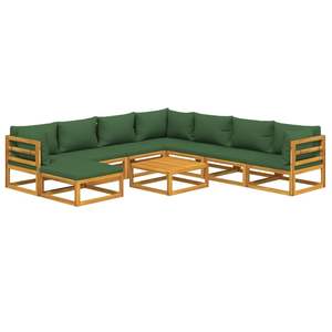 Ensemble de salon de jardin en bois naturel, acacia massif avec finition verte, mobilier d'extérieur haut de gamme - Product Image 3
