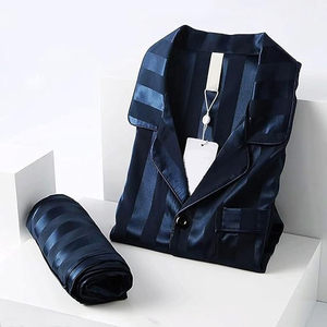Pyjama d'hiver pour homme à manches longues, ensemble col boutonné et pantalon long, taille à cordon, doux et chaud, confortable pour la maison - Product Image 2