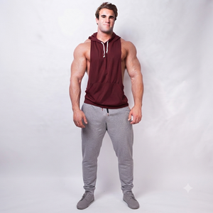 Sweat-shirts à capuche tendance pour hommes, style déchiré, vente en gros, en polyester Dry Fit, coupe racerback, effet musculaire, vintage - Product Image 1