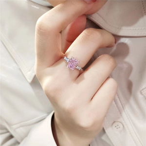 Bague de fiançailles en moissanite rose taille coussin, bague en argent élégante pour femme, bijou étincelant, bague de mariée de luxe pour anniversaire de mariage - Product Image 4