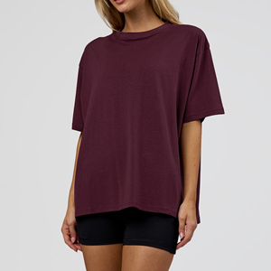 Camiseta holgada de algodón grueso al por mayor para mujer, camisetas negras de talla grande, camiseta transpirable para mujer, OEM 2026 - Product Image 1