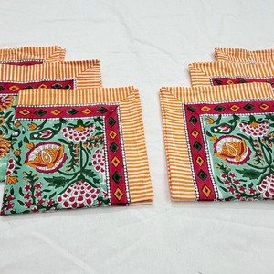Wholesale Handmade Vintage Style Blue Floral Embroidered Cotton Square <b>Table</b> Cover Hand Block Print Durable Organic 16x16 Inches - Product Image 2