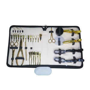 Kit de herramientas de metal negro mate para extensiones de cabello con pinzas de cocodrilo, microperlas, estuche de bucles, microagujas y tijeras - Product Image 2