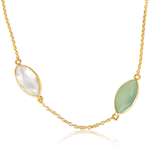 Nuevo Collar de Moda para Mujer, Cadena de Plata de Ley 925 con Cristal de Cuarzo Calcedonia, Bañado en Oro de 18K, para Boda - Product Image 2