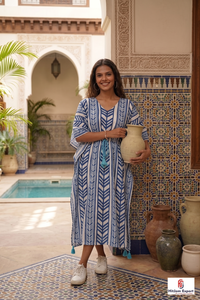 Printed Rayon <b>Kaftan</b> Dress Women V Neck A Line Resort Wear OEM ODM Manufacturer Customized Fabric Supplier - Product Image 5