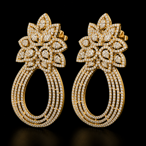 Modern Classic Design Natural <b>Diamond</b> Wedding <b>Dangle</b> <b>Earrings</b> IGI Certified Lightweight Long-Lasting from India - Product Image 1