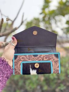 Cartera de Cuero de Vaca de Alta Calidad, Hecha a Mano, con Diseño Tallado, Elegante, Multiusos, Estilo Western - Product Image 5