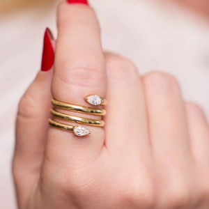 Luxury Yellow <b>Gold</b> Pear Cut Diamond <b>Cocktail</b> <b>Ring</b> for Women Elegant Engagement <b>Ring</b> Fine Jewelry Gift - Product Image 2