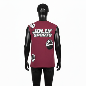 Camiseta sin mangas de algodón jersey estilo urbano con estampado gráfico y logo personalizado, camiseta de verano 100% algodón para hombre, corte holgado, estampada. - Product Image 2