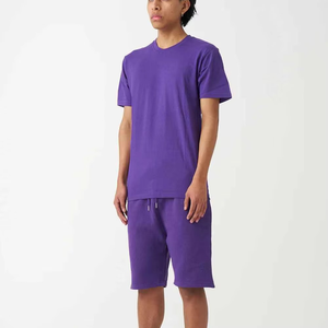 ชุดเซ็ตเสื้อยืดและกางเกงขาสั้นลำลองสไตล์วินเทจสำหรับผู้ชายปี 2026 แบบถัก ODM ชุดลำลองสีพื้น 2 ชิ้น - Product Image 2