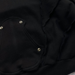 Sweat-shirt à capuche noir surdimensionné pour homme, manches chauve-souris, en coton tricoté, couleur unie, avec poches, style automne - Product Image 5