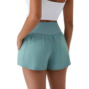 Short de course pour femmes, ultra léger, séchage rapide, mélange de nylon et de spandex, couleurs unies, design minimaliste, équipement de fitness - Product Image 2