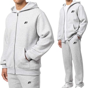 Wholesale Custom Oversized <b>Men's</b> Cotton French Terry Zip-Up Tracksuits with Pockets <b>Patch</b> Embroidery Eco-Friendly Supplier USA - Product Image 1
