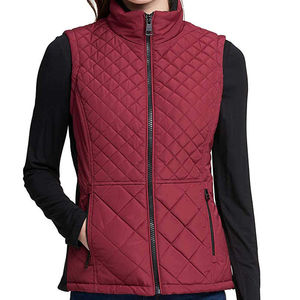Gilet matelassé d'hiver en toile avec fermeture éclair, vêtement d'extérieur personnalisé sans manches, manteau chaud rembourré pour femmes, golf et équitation - Product Image 1