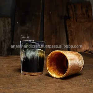 Personalizado exquisito Vintage oso bebiendo Koi taza hecha a mano cuerno Natural corto antiguo tallado estilo Animal negocio perfecto - Product Image 2