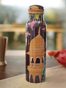Copper Thermos <b>Bottle</b> With Oriental Wave Design Portable Travel Water <b>Flask</b> - Product Image 4