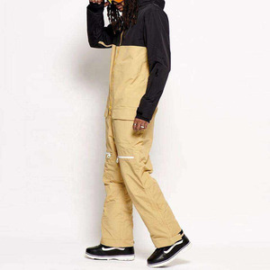 Combinaison de ski et snowboard imperméable pour homme, deux tons, à capuche, noir, sable, kaki, pour l'hiver, pour activités de plein air - Product Image 4