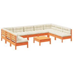 Conjunto de Sofá de Jardín de Madera de Pino Sólido Color Cera Marrón con Tela Oxford y Algodón PP, Muebles de Exterior Elegantes - Product Image 2