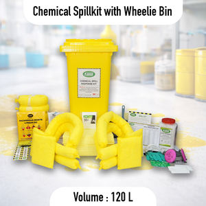 120L Chemical Spill Response Kit with <b>Wheelie</b> <b>Bin</b> Hazardous Chemical Absorbent Emergency Spill Control Kit for Factories spill - Product Image 3
