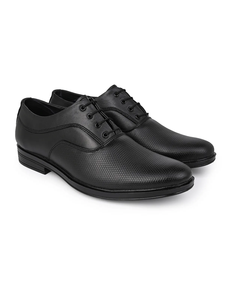 Chaussures habillées noires texturées pour hommes, motif signature, chaussures de bureau et d'affaires, style classique, confortables pour le quotidien - Product Image 3