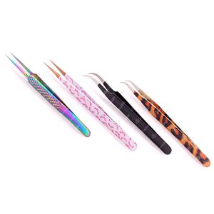 Pince à épiler d'extension de cils de vente chaude pince à épiler conception de trou de poignée de diamant outils de cils de greffage personnalisés - Product Image 5