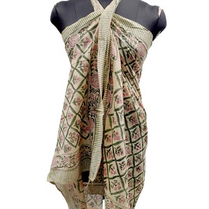 Top Selling Hand Block Print Cotton Sarong <b>Wrap</b> for Women, Lightweight Bikini Cover-Up, Summer <b>Beach</b> & Resort Wear - Product Image 1