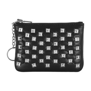 <b>Smart</b> Range Leather Ladies Genuine Lambskin Napa Leather Coin Purse Black Diamond Studded Zip Key Pouch Small <b>Wallet</b> - Product Image 1