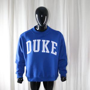 DUKE BLUE <b>Mock</b> <b>Neck</b> Sweatshirt 100% WHITE Applique Embroidery wide <b>neck</b> Sweatshirt Finer Threads - Product Image 4