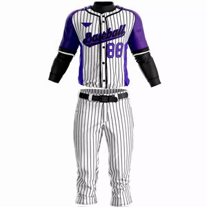 Camiseta de Béisbol para Hombre, Manga Larga, Rayas Blancas y Azules, Cierre de Botones, Transpirable, Poliéster, Corte Regular, para Todas las Temporadas, Ropa para Adultos - Product Image 6