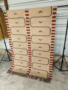 Tapis d'appoint tissé à la main style bohème du Sud-ouest, géométrique, à franges, neutre, rustique, pour chambre, salon, décoration intérieure - Product Image 6