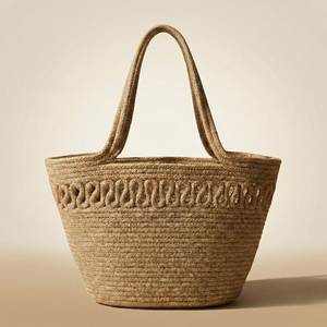Sac fourre-tout en rotin fait main, style bohème rectangulaire, décoration intérieure, panier 100% artisanal en fibres naturelles - Product Image 3