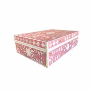 Boîte de rangement pour bijoux en os incrusté coloré, organisateur de souvenirs à carreaux multicolores, boîte cadeau bohème en bois MDF, taille personnalisée - Product Image 4