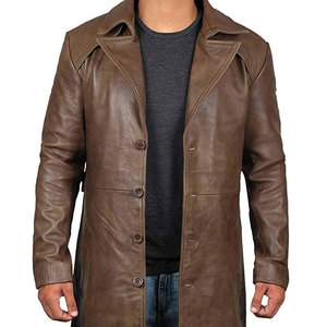 Custom <b>Long</b> Leather Trench <b>Coats</b> Wholesale Fashion Winter Overcoats OEM ODM Private Label Clothing Manufacturer Factory - Product Image 4