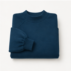 Custom Dark Teal Womens Cropped Mock Neck Sweatshirt <b>Balloon</b> Sleeve Ribbed Hem Casual Pullover WSS-0026 - Product Image 3