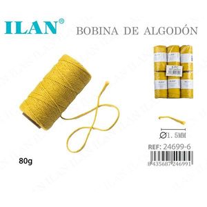 ด้ายเย็บผ้าอิลัน คอตตอน ทริด ขนาด 80 กรัม 1.5 มม. สีเหลือง - Product Image 3